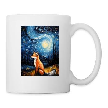 fuchs, Sternennacht, Van Gogh, Style - Tasse - Weiß - Rechts