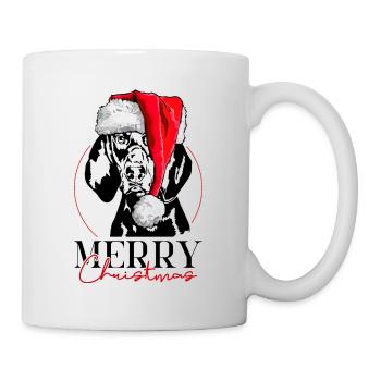 Père Noël noir et feu Coonhound joyeux chien de Noël - Mug blanc - blanc - Droite