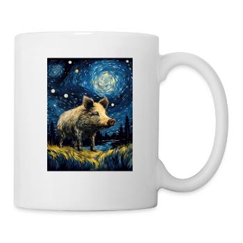 Sanglier, Van Gogh, Nuit Étoilée, Animal, Cochon - Mug blanc - blanc - Droite