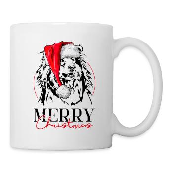 Santa Langhaar Collie Merry Christmas Wilsigns - Tasse - Weiß - Rechts