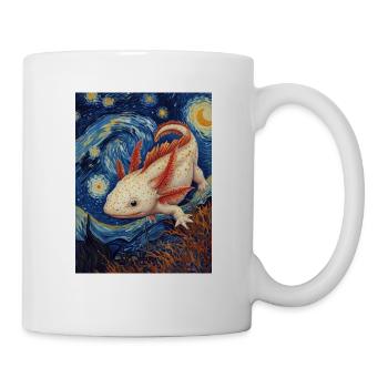 axolotl, van gogh, style, sternennacht - Tasse - Weiß - Rechts