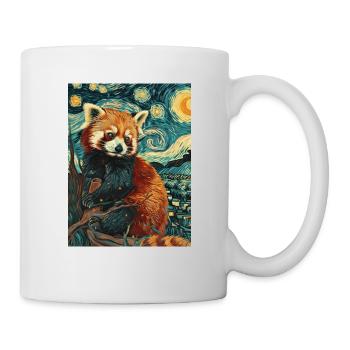 roter panda van gogh style - Tasse - Weiß - Rechts