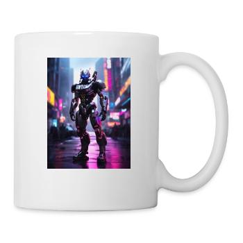 Cyberpunk Cyborg in neon - Tasse - Weiß - Rechts