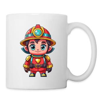 Held in Rot der Feuerwehrmann - Tasse - Weiß - Rechts