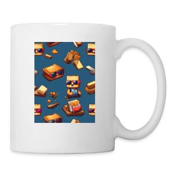 Pixelart, Toasbrot - Tasse - Weiß - Rechts
