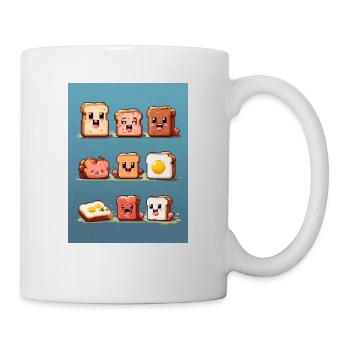 Pixelart, Frühstück - Tasse - Weiß - Rechts