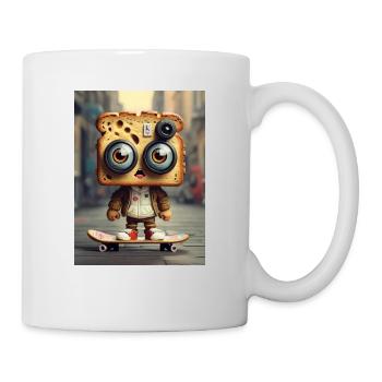 Toasbrot auf Skateboard - Tasse - Weiß - Rechts