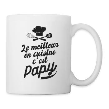 meilleur en cuisine c est papy cadeau papy fête - Mug blanc - blanc - Droite