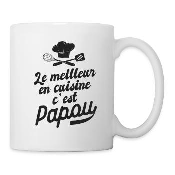 meilleur en cuisine c est papou cadeau papou fête - Mug blanc - blanc - Droite