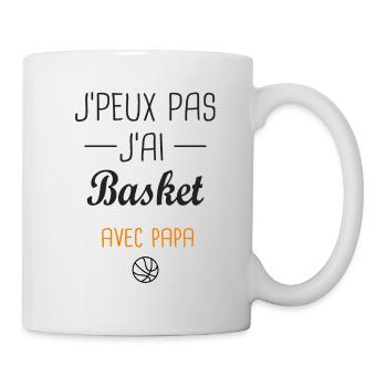 J'peux pas j'ai Basket avec mon papa papa et fils - Mug blanc - blanc - Droite
