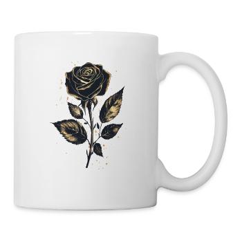 Schwarze Goldene Rose - Tasse - Weiß - Rechts