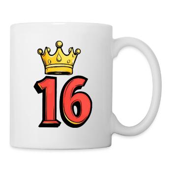 16 Zahl Krone - Tasse - Weiß - Rechts