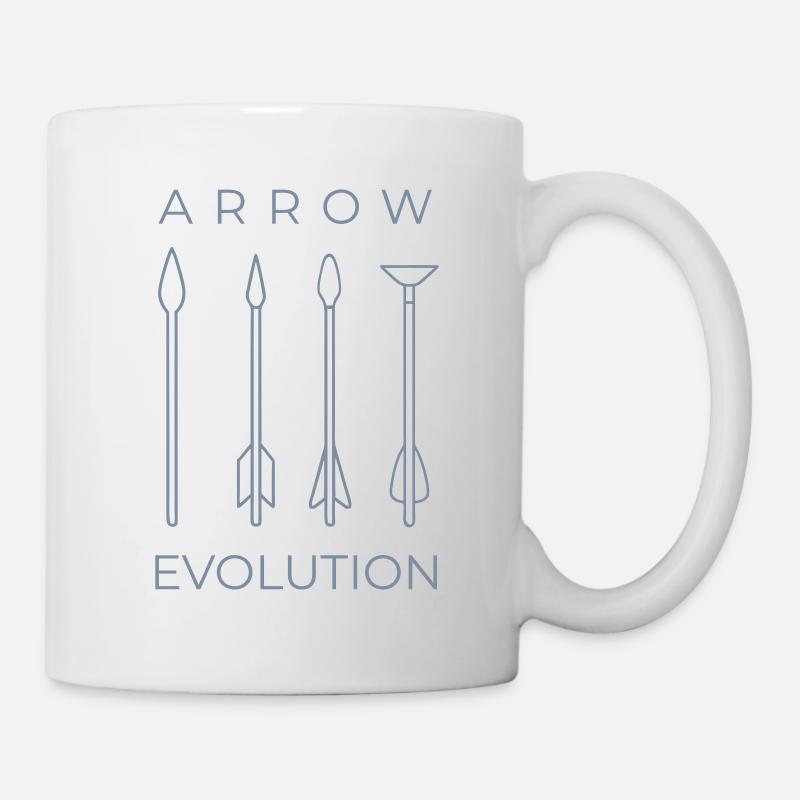 Arrow Evolution – Vom Jagdpfeil zum Saugnapf - Tasse - Weiß