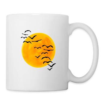Coucher de soleil troupeau d’oiseaux - Mug blanc - blanc - Droite