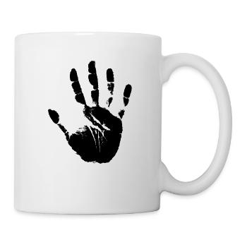 Hand Handabdruck Fingerabdruck Stencil - Tasse - Weiß - Rechts
