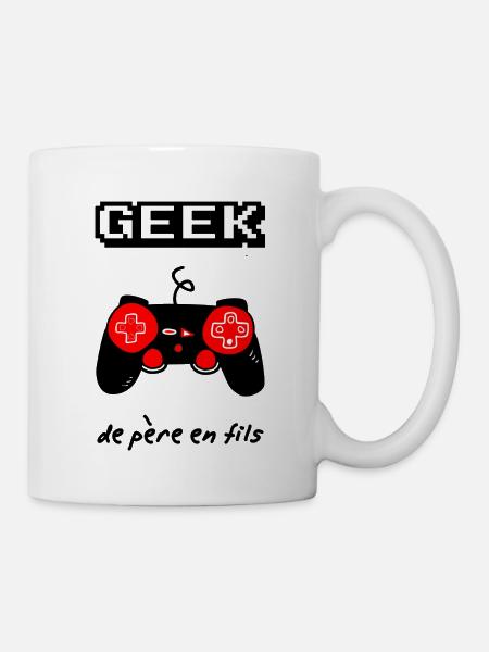 geek de père en fils,geek,gaming,papa - Mug blanc - blanc