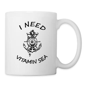 anker kompass steuerrad i need vitamin sea - Tasse - Weiß - Rechts