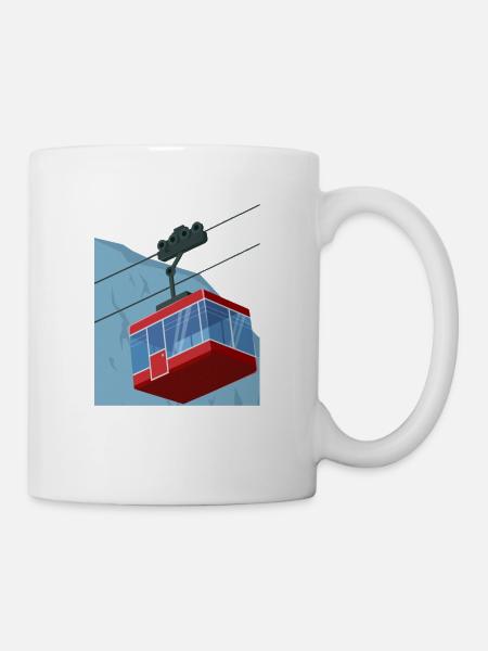 seilbahn rot winter - Tasse - Weiß