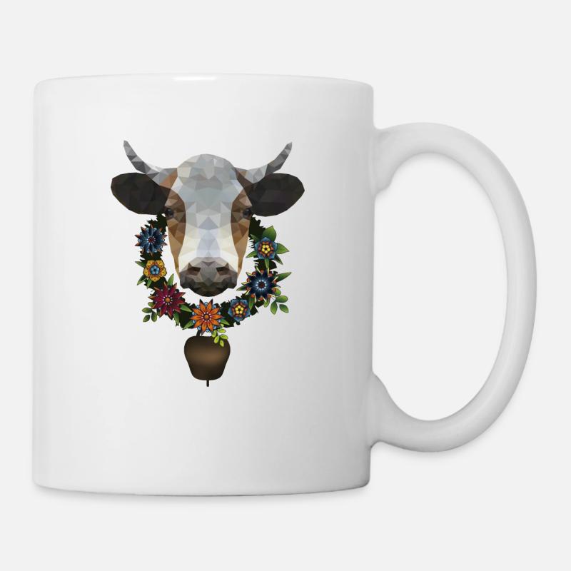 Kuh mit Blumenkranz - Tasse - Weiß