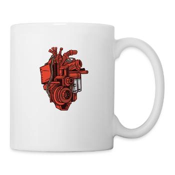 Anatomische Motor Herz - Tasse - Weiß - Rechts