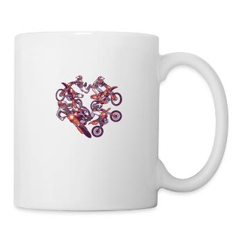 LOVE My Motorcross -Motocross battements de cœur - Mug blanc - blanc - Droite