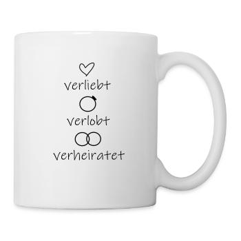 verliebt verlobt verheiratet - Tasse - Weiß - Rechts
