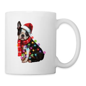 Chien Boston Terrier de Noël - Drôle de chiot de Noël - Mug blanc - blanc - Droite