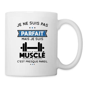 Musculation - Pas parfait mais musclé - Mug blanc - blanc - Droite