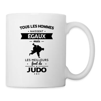 Hommes égaux les meilleurs font du judo - Mug blanc - blanc - Droite