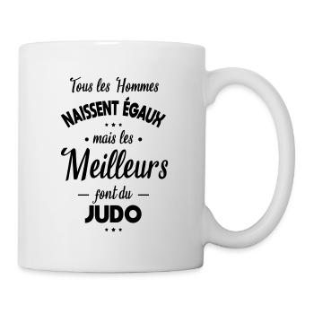 Hommes égaux les meilleurs font du judo - Mug blanc - blanc - Droite