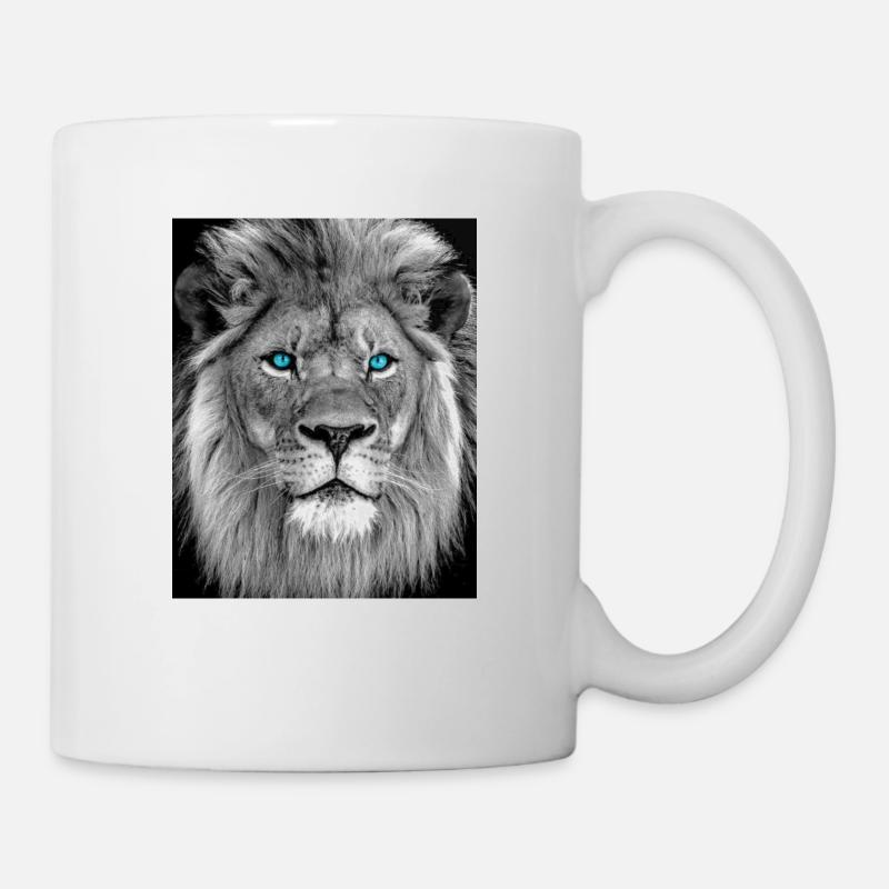LION AUX YEUX BLEUS - Mug blanc - blanc