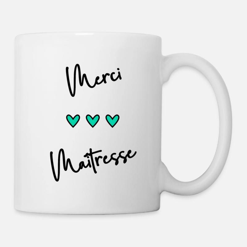 MERCI. MERCI MAÎTRESSE. CADEAU MAÎTRESSE. VACANCES - Mug blanc - blanc