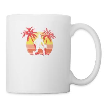 Basketball Dribble Man Summer Sunset 80s Palm - Mug - white - Right