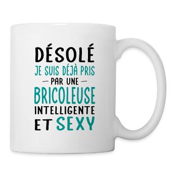 Désolé déjà pris par une bricoleuse sexy - Mug blanc - blanc - Droite