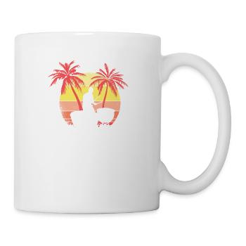 Timpani Drums Playing Man Summer Sunset 80s Palm - Mug - white - Right