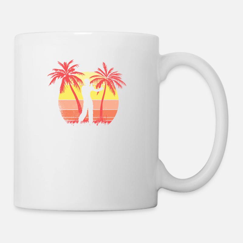 Zombie Mann Walking Summer Sunset 80s Palm Palm - Tasse - Weiß