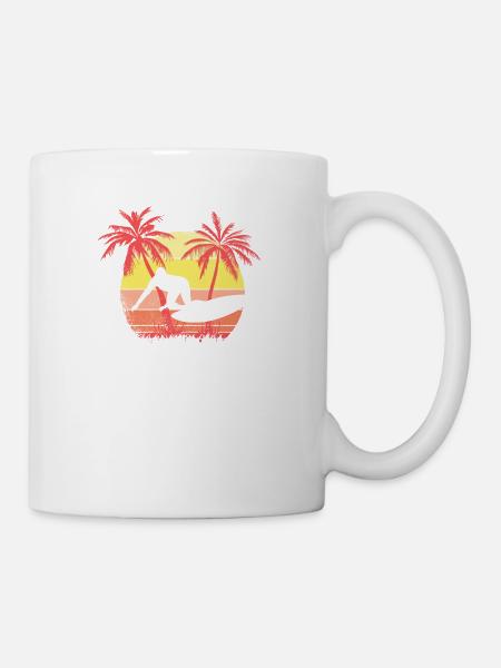 Surf Surfer Board Sunset Sunset 80s Palm - Mug blanc - blanc