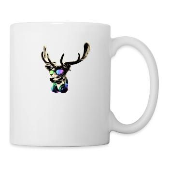 Deer DJ Brown Sticker Cool and Funny Music Animal - Mug - white - Right
