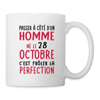 Anniversaire - Né 28 Octobre Frôler perfection - Mug blanc - blanc - Droite