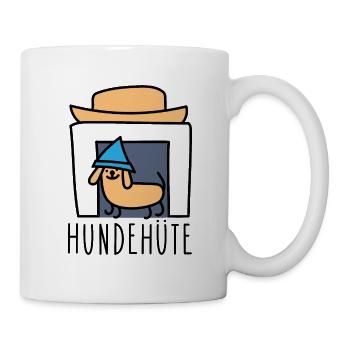 Lustige Hunde Hütte mit Hut - Tasse - Weiß - Rechts
