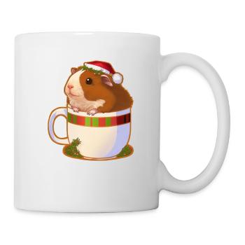 Süßes Weihnachtstier in einem Becher - Meerschweinchen - Tasse - Weiß - Rechts