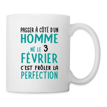 Anniversaire - Né le 3 Février Frôler perfection - Mug blanc - blanc - Droite