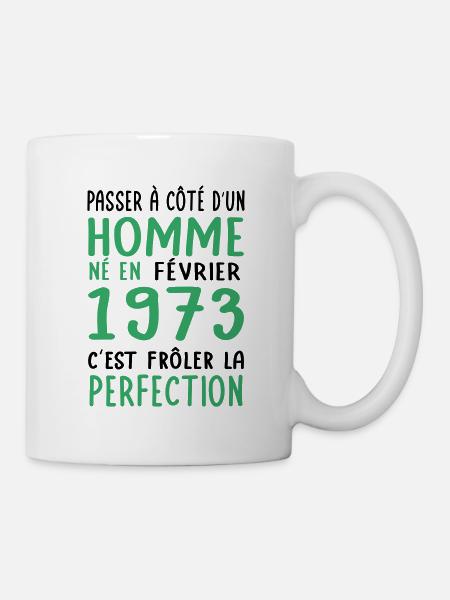 Anniversaire 50 ans - Né en Février 1973 - Mug blanc - blanc