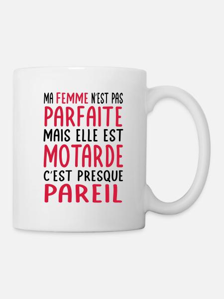 Meine Frau nicht perfekt, aber sie ist eine Biker - Tasse - Weiß