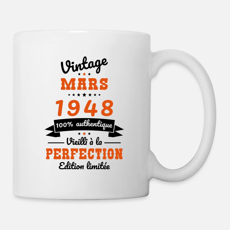 Anniversaire 75 ans - Vintage - Mars 1948 - Mug blanc - blanc