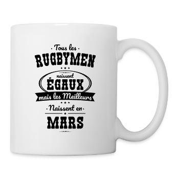 Rugbymen égaux meilleurs naissent en Mars - Mug blanc - blanc - Droite