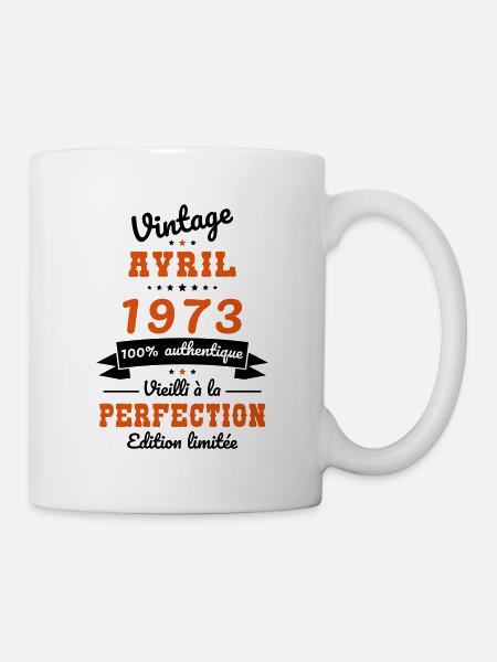 Anniversaire 50 ans - Vintage - Avril 1973 - Mug blanc - blanc