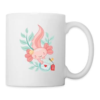 Axolotl mit Flaschenpost - Tasse - Weiß - Rechts