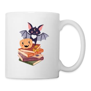 Chauve-souris sur la pile de livres d’Halloween - Mug blanc - blanc - Droite