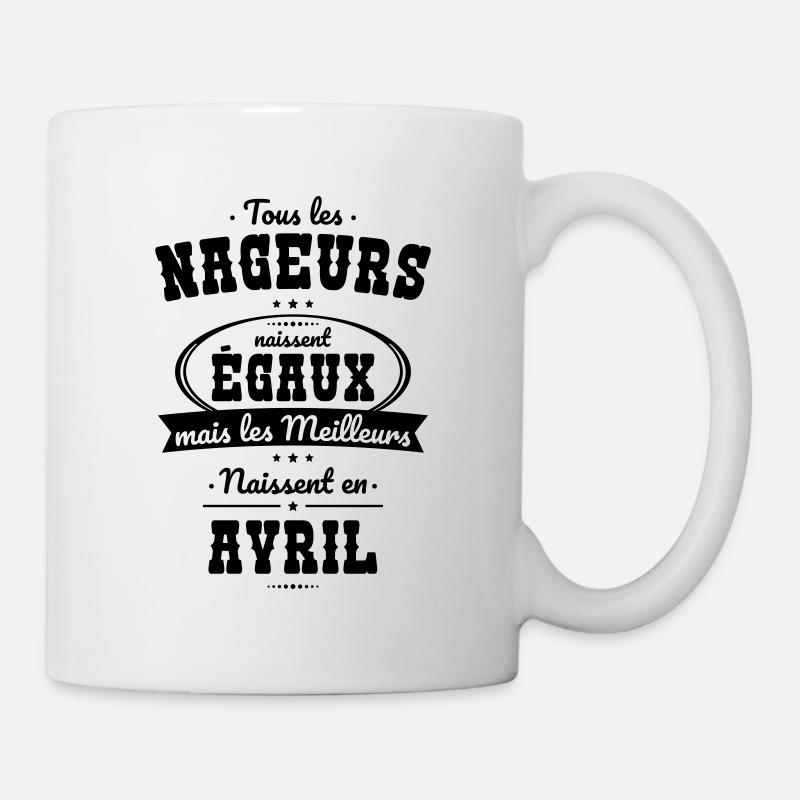 Nageurs égaux meilleurs naissent en Avril - Mug blanc - blanc